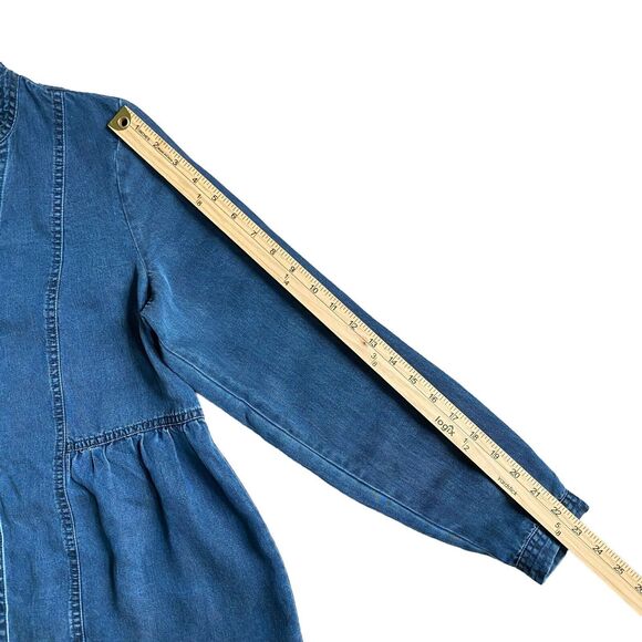 Soft Surroundings Tunic Shirt S Blue Chambray Long Sleeve Button Tencel Boho - Picture 6 of 8